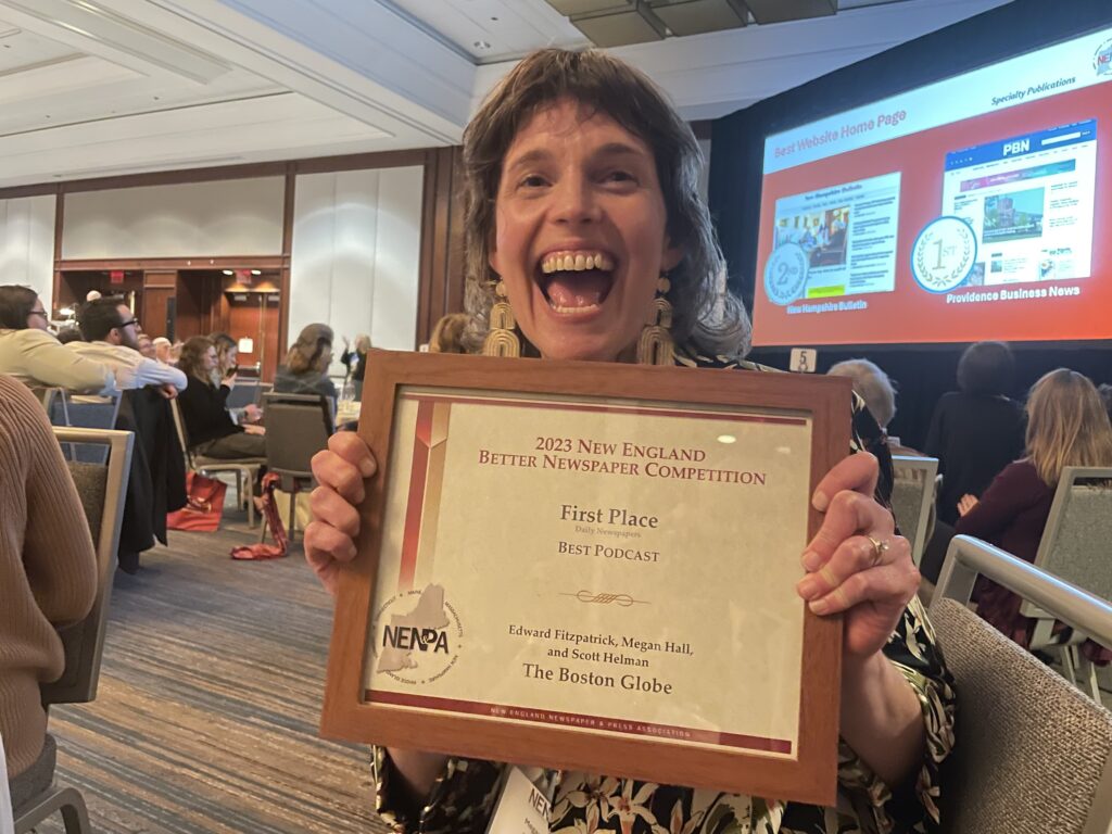 Megan Hall with Rhode Island Report's NENPA award
